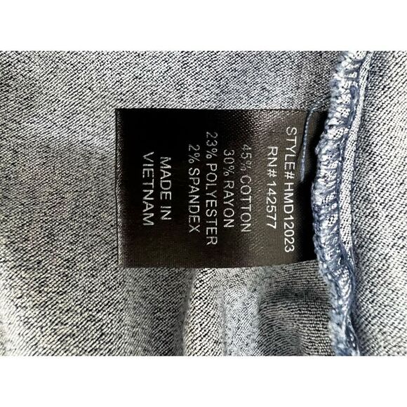 Haute Monde Blue Denim Mini Dress Size L Zip-Front Spaghetti Straps Sleeveless - Picture 7 of 10